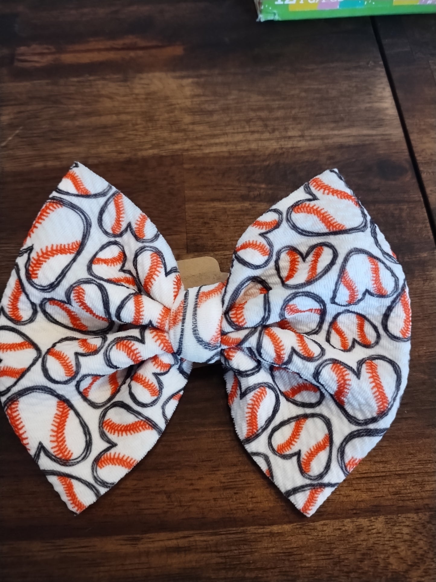 Baseball Heart Bow