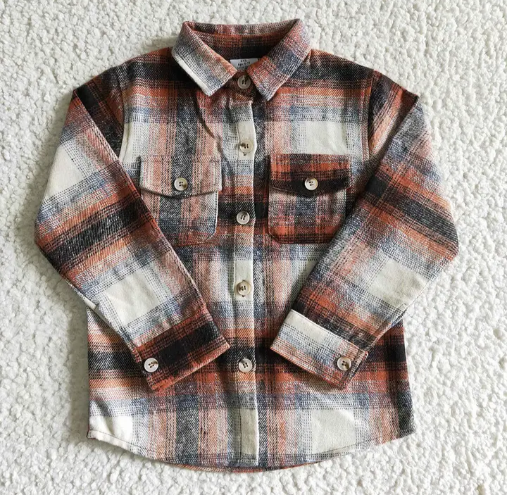Burnt Orange Plaid Button Up