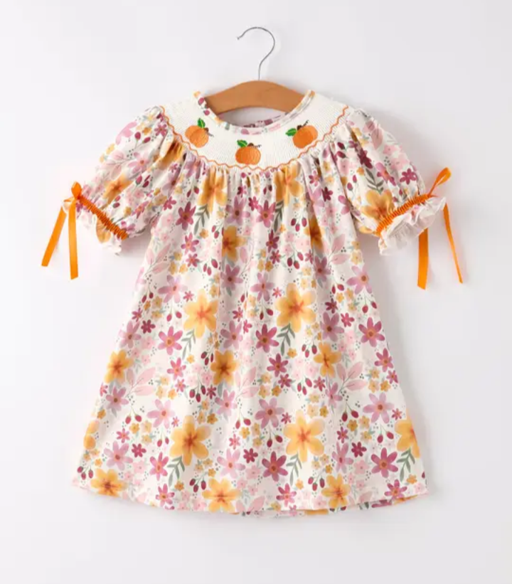 Pumpkin Floral Dress