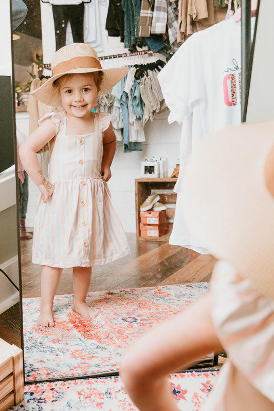 Striped Ruffle Button Dress