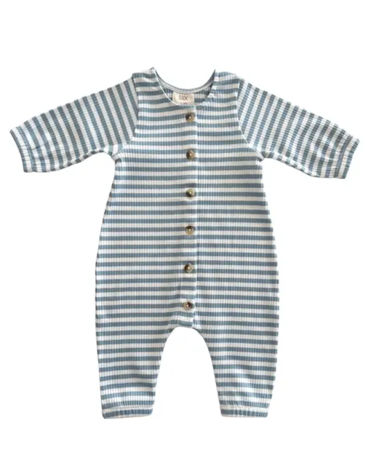 Organic Striped Button Up Onesie