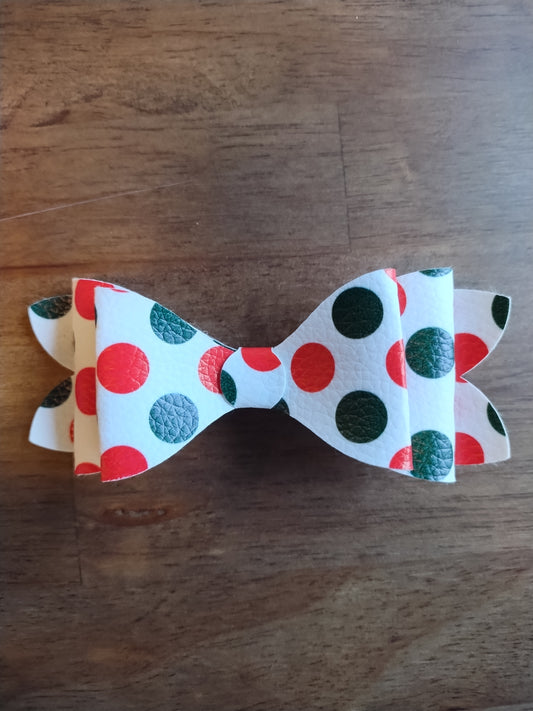 Red and Green Polka Dot Bow