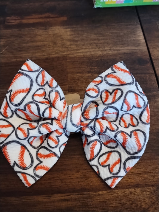 Baseball Heart Bow