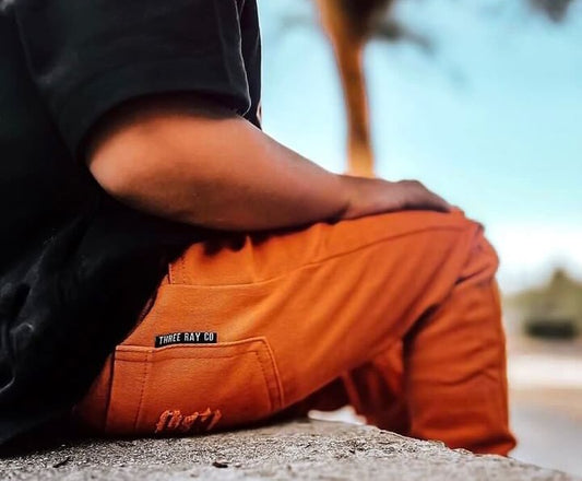 Orange Distressed Jeans