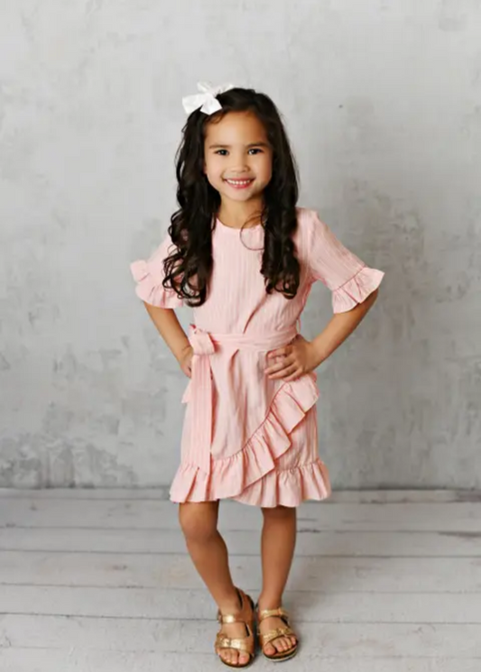 Pin Striped Pink Tye Dress