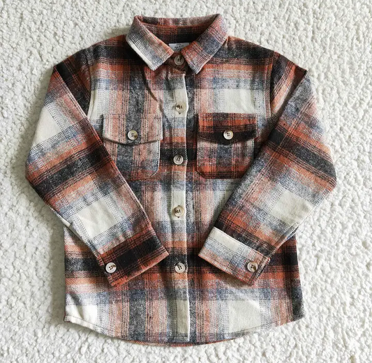 Burnt Orange Plaid Button Up