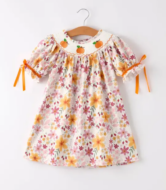Pumpkin Floral Dress