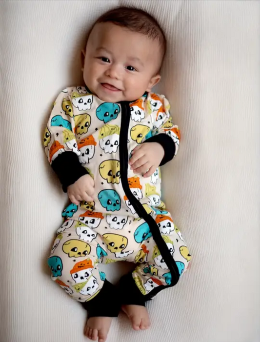 Skelly Onesie with 2 Way Zipper