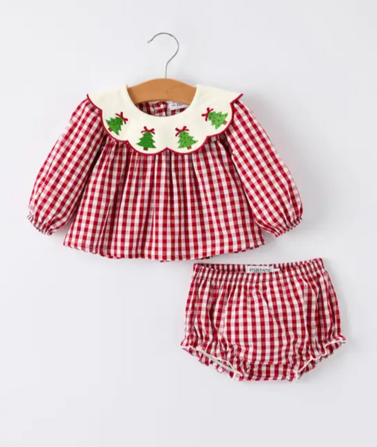 Checkered Christmas Dress and Bloomers