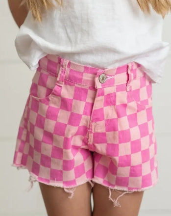 Pink Checkered Shorts